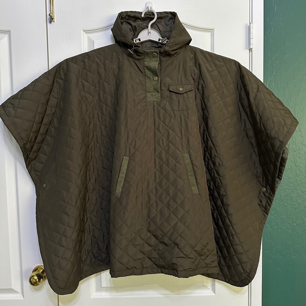 Lauren Ralph Lauren Quilted Hooded Poncho Cape OS Heritage Preppy Equestrian
